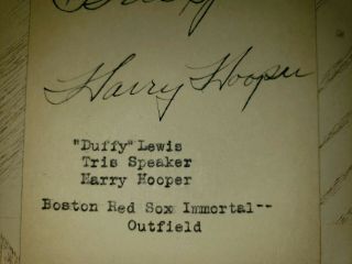 Tris Speaker,  Duffy Lewis,  & Harry Hooper Autographed Red Sox Postcard 4