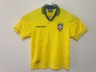 Vtg Early 1990s Umbro Brazil World Cup Home Football Soccer Jersey Size M H544