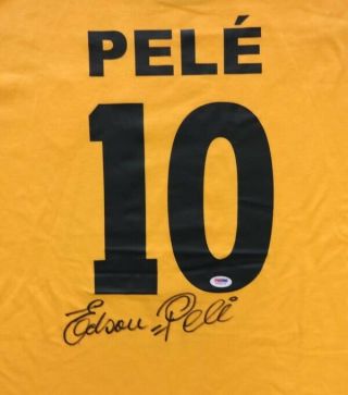 Pele Autographed Cbd Brazil Copa Mundo Short Sleeve Jersey Edson Psa/dna 76895