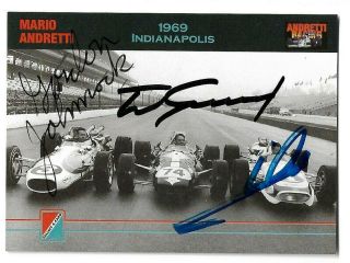 Andretti,  Johncock,  & Gurney Hand Signed Autographed Trading Card