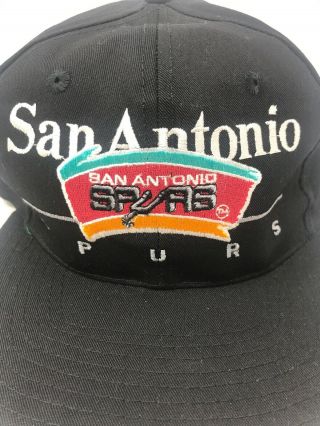 Vtg Vintage San Antonio Spurs Twin Enterprises Snapback Cap Hat 90s Nba Black