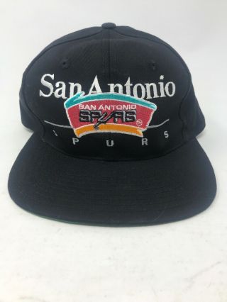 VTG Vintage San Antonio Spurs Twin Enterprises snapback Cap Hat 90s NBA Black 2