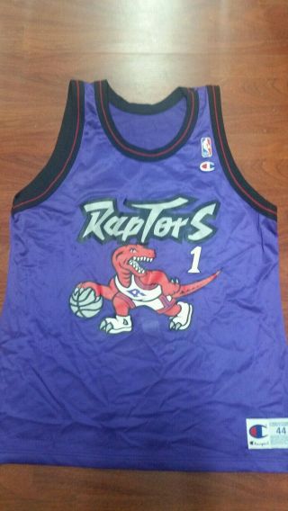 Very Rare Toronto Raptors Mens Jersey Champion Nba Tracy Mcgrady 1 Sz 44