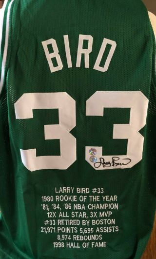 Larry Bird Autographed Signed Boston Celtics Stat Jersey Schwartz Bird Holo