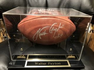 Autographed Walter Payton Nfl Football With In A Clear Plastic Display Case