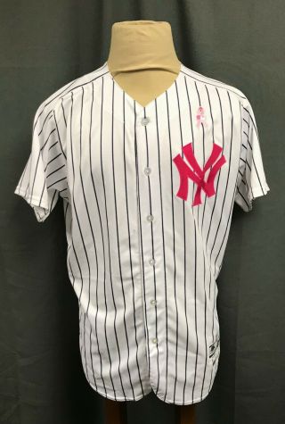Jacoby Ellsbury 2017 Game Yankees Mother ' s Day Jersey,  Hat STEINER LOA 6