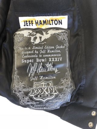 Rare Limited Edition Jeff Hamilton Rams XL Leather/Wool Jacket Bowl XXXIV 3