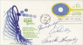 Arthur Ashe - First Day Cover Signed Co - Signed By: Don Budge,  Pancho Gonzalez