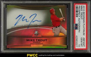 2010 Bowman Platinum Refractor Mike Trout Rookie Rc Auto Bpamt Psa 10 (pwcc)