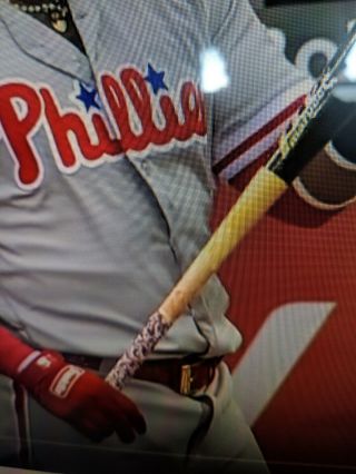 Cleveland Indians Carlos Santana Game Cracked Bat Opening Day Phillies Year 7