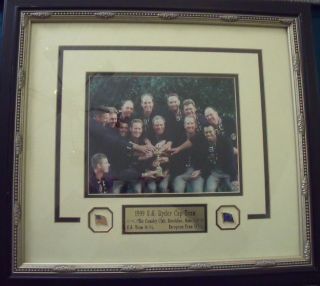 Ryder Cup Team Usa 1999 Brookline Ma Pga Wood Framed Photo With Plaque And Pins