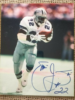 Emmitt Smith Nfl Dallas Cowboys Autographed Hand Signed 10 X 8 Photo Bowl