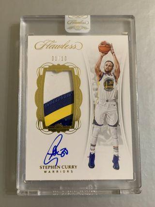 Stephen Curry 2018 Panini Flawless Gold Auto Game Worn Patch 1/10 Encased