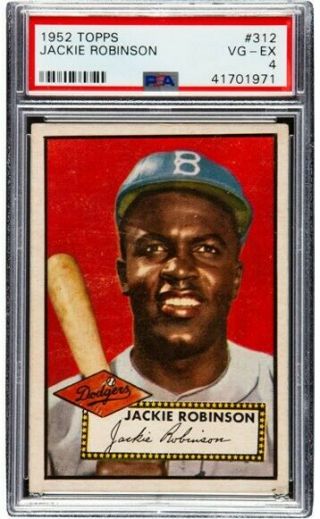 1952 Topps 312 Jackie Robinson Psa 4 (vg - Ex) Brooklyn Dodgers Hof