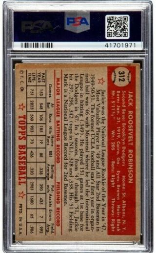 1952 Topps 312 Jackie Robinson PSA 4 (VG - EX) Brooklyn Dodgers HOF 2