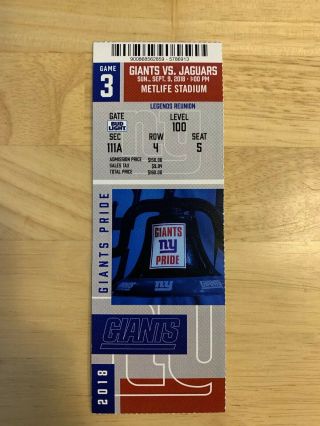 2018 Nfl Jaguars @ York Giants Ticket Stub Saquon Barkley 1st Game - 1 Stub