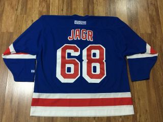 Mens 2xl - Vtg York Rangers 68 Jaromir Jagr Ccm Glued On Hockey Jersey