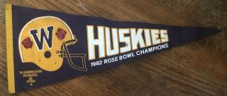 Vintage 1982 Rose Bowl Championship University Of Washington Huskies Pennant