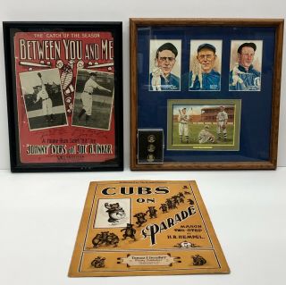 Tinkers Evers Chance Memorabilia 1910 - 12 Caporal Pins Perez Cards Cubs On Parade