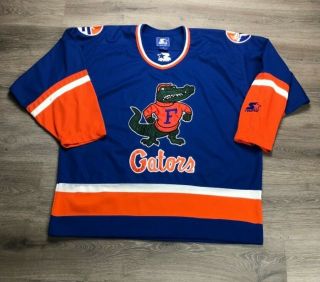 Vtg Rare Starter Florida Gators Hockey Jersey Xl
