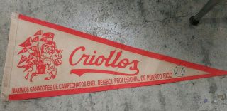 Béisbol Puerto Rico Vintage.  Banderín Criollos De Caguas