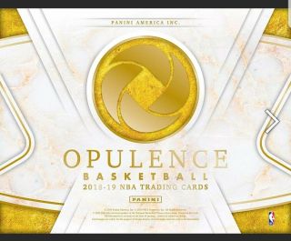 2018 - 19 Panini Opulence Basketball Hobby Box Case (3 Boxes) Pre - Order 6/26/19