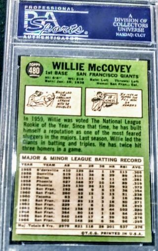 PSA 8 1967 Topps 480 Willie McCovey San Francisco Giants HOF MVP CENTERED 2