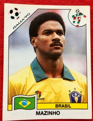 Vintage Panini World Cup Italia 90 Sticker - 195 Mazinho Brazil
