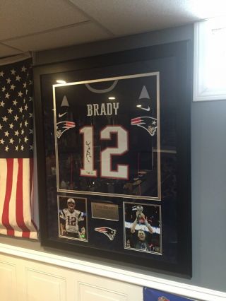 Tom Brady Autographed & Framed Blue Patriots Nike Jersey Tristar & Steiner