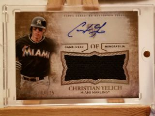 2015 Topps Triple Threads Christian Yelich Auto Jersey Patch Relic /75 Sp Hot