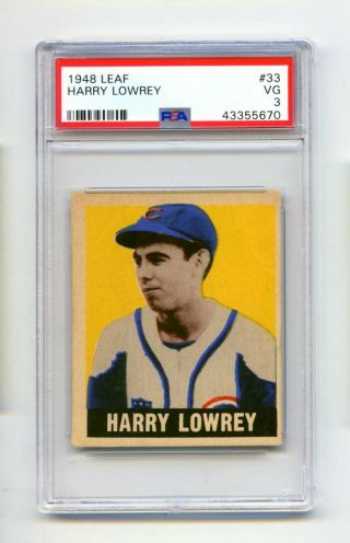 1948 Leaf Harry Lowrey 33 Chicago Cubs Baseball Card Psa Vg 3