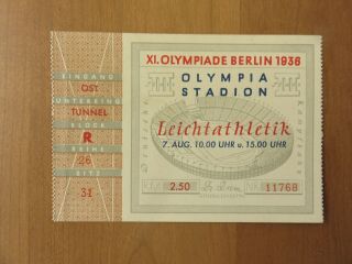 1936 Berlin Germany Olympic Ticket 3.  7.  1936 Jesse Owens Rare
