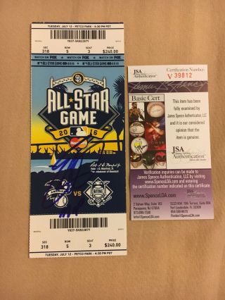 Eric Hosmer Signed Autographed 2016 All Star Game Asg Ticket Stub Mvp Royal Rare