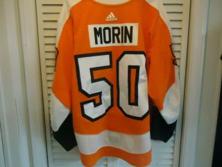 Philadelphia Flyers Sam Morin Game Worn 2017 - 18 Set 1 Adidas Orange Jersey