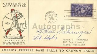 Charles Gehriunger,  Luke Appling - Autographed 1939 " 100 Years Of Baseball " Fdc