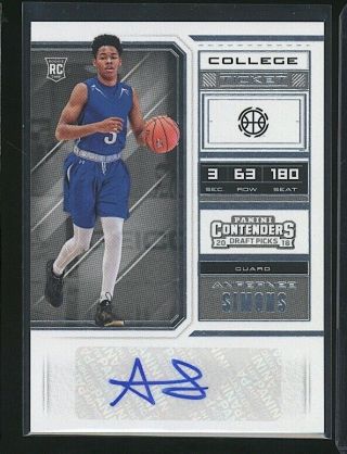 2018 Contenders Draft Picks Anfernee Simons College Ticket Auto/autograph Rc