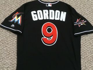 Dee Gordon Size 40 9 2017 Miami Marlins Game Jersey Issued Alt Black 3 Patches