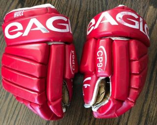 2002 - 03 Brett Hull Game Gloves Red Wings/ Great Game Wear / Loa