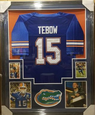 Tim Tebow Florida Gators Autographed Custom Framed Jersey Jsa