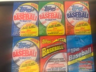 Topps Wax Baseball Packs 1986 1987 1988 1989 1991 1992 From Fresh Box