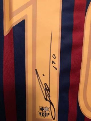 Lionel Messi Signed Barcelona Nike Jersey Inscribed 