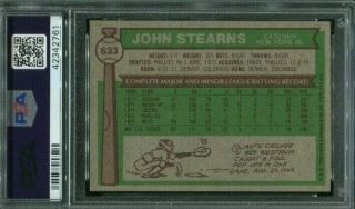 1976 TOPPS 633 JOHN STEARNS YORK METS CARD PSA 9 2
