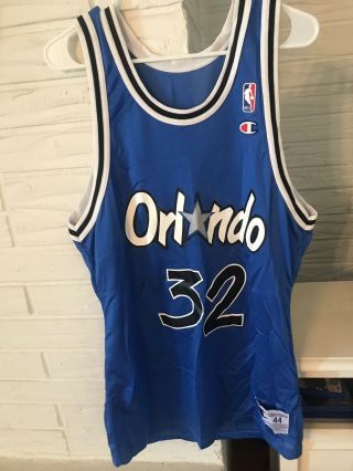 Vintage Shaquille O’neal Orlando Magic Champion Jersey Blue 44 Large Nba 90s Vtg