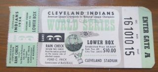 1954 Cleveland Indians Game 3 World Series Lower Box Ticket Stub 2