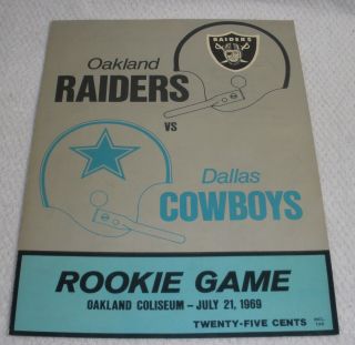 Oakland Raiders Vs Dallas Cowboys Rookie Game Program 1969 Stabler Staubach
