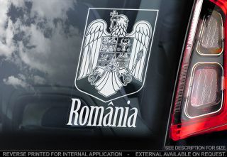 Romania - Car Window Sticker - RomÂnia Flag Sign Art - Coat Of Arms Wall Football