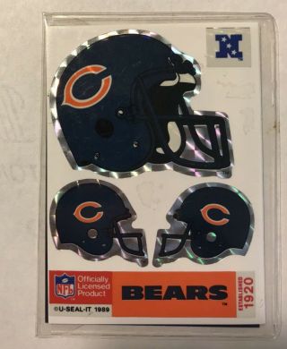 Vintage 1989 Chicago Bears Nfl Sticker 3 Pack U - Seal - It