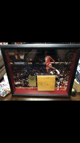 Michael Jordan Uda Upper Deck Game Signed Auto Bulls Floor Framed 16x20