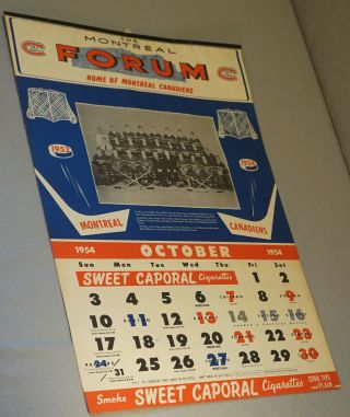 Rare 1954 - 55 Montreal Canadiens Sweet Caporal Large Hockey Advertising Calendar
