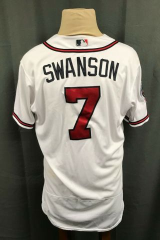 Dansby Swanson 2017 Game Atlanta Braves 7 Jersey Size 46 Mlb Hologram
